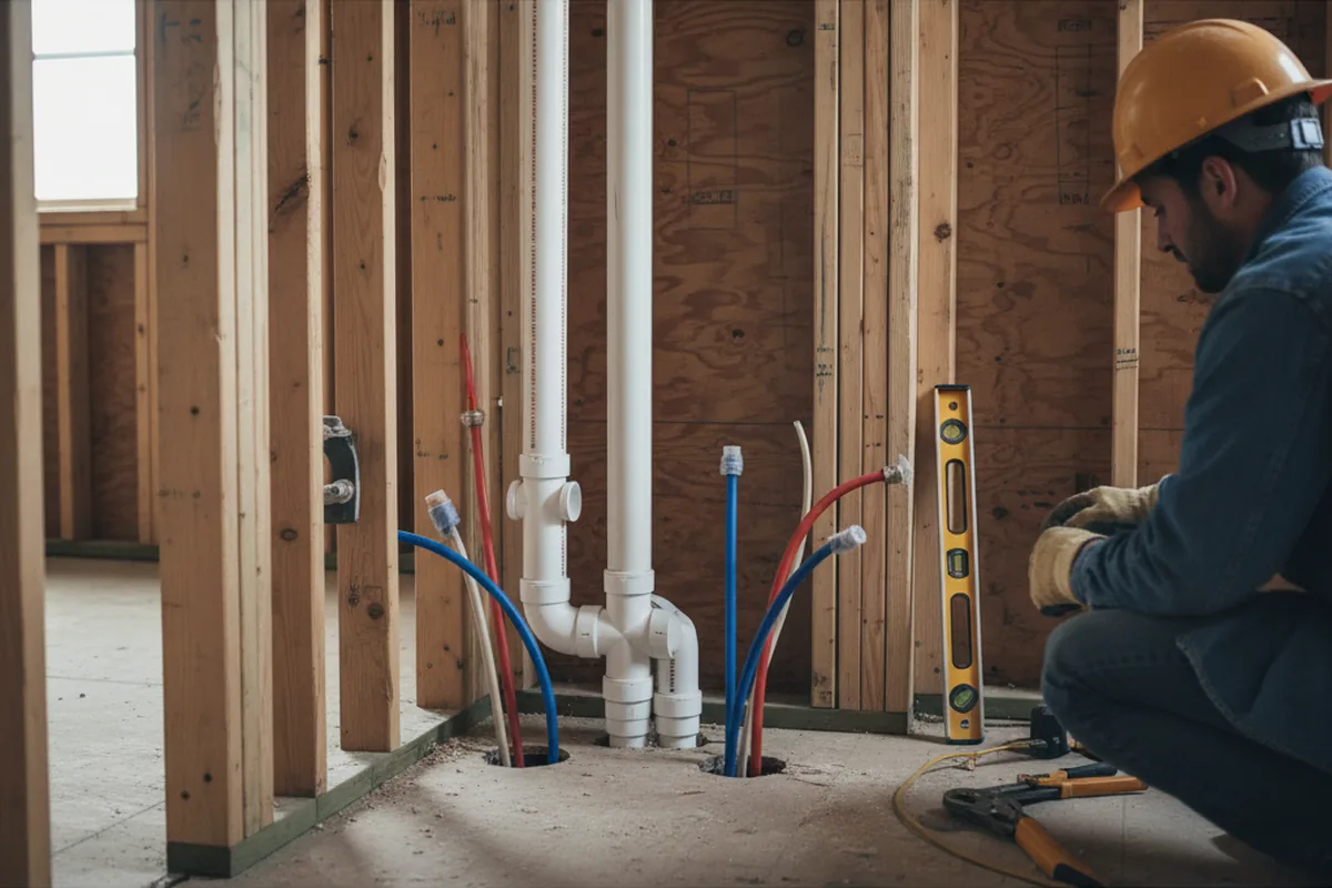 Drain and supply rough-in during Drain Cleaning in Garrettsville
