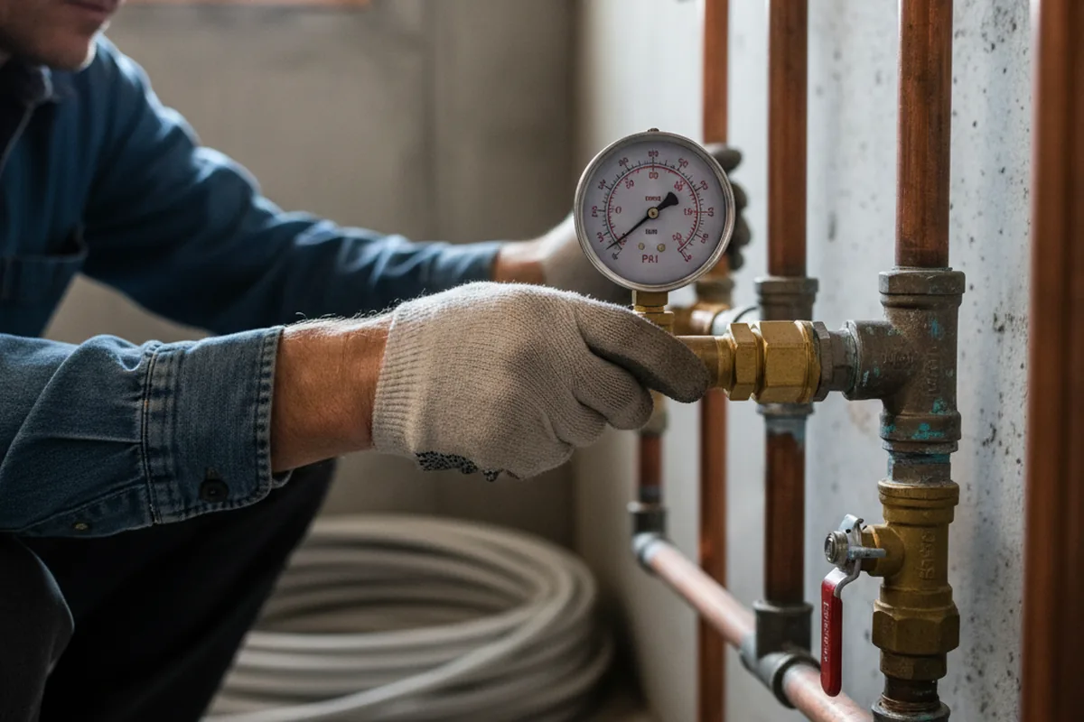 Pressure testing a repaired line during Water Line Repair in Garrettsville